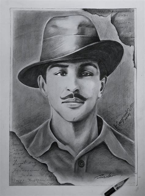 Bhagat Singh sketch Pencil sketch portrait, Pencil sketch images ...