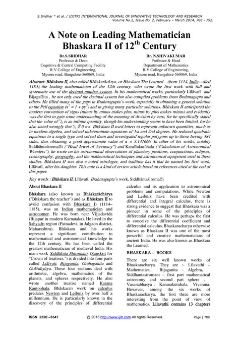 Bhaskaracharya contribution to mathematics pdf