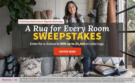 Bhg daily sweepstakes. 1. How to Enter: Dream It True Sweepstakes 2023 (the "Promotion") begins at 9:00 a.m. Eastern Time ("ET") on June 5, 2023 and ends at 5:00 p.m. ET on July 24, 2023 (the "Promotion Period"). The Promotion Period consists of eight (8) individual drawings with separate Entry Periods (each an "Entry Period"). All Entries must be ... 