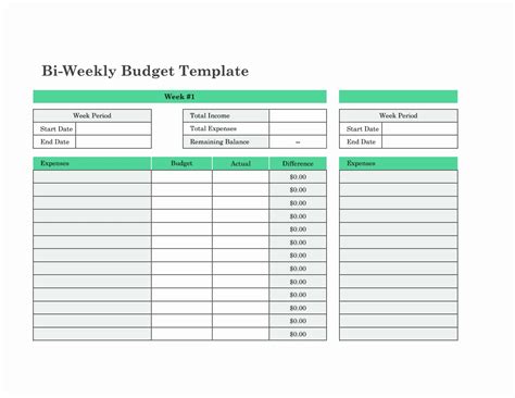 Bi Weekly Budget Excel Template Addictionary