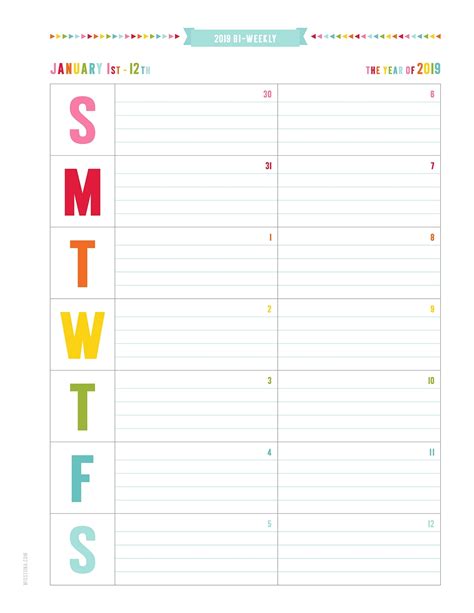 Bi Weekly Printable Calendar