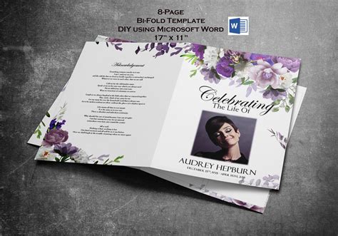 Bi fold funeral program template word free.  This lovely template is set up for ...