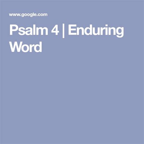 Bible Commentary: Psalm 4 United Church of God