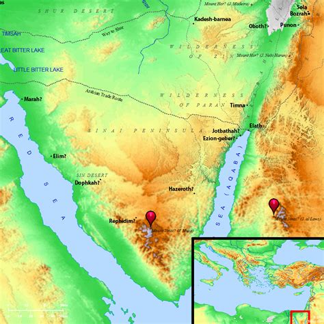 Bible Map: Mount Horeb (Mount Sinai) - Bible …