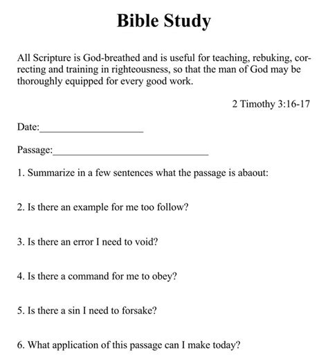 Bible Study Answer And Questions