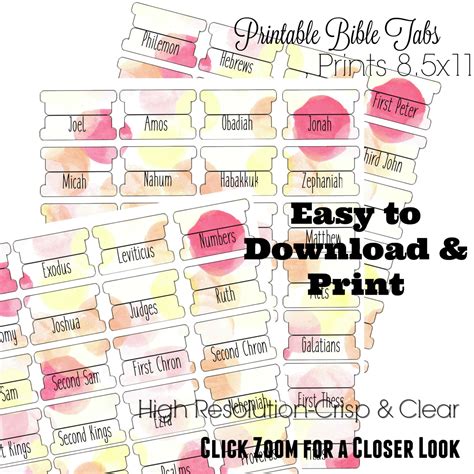 Bible Tab Placement Template