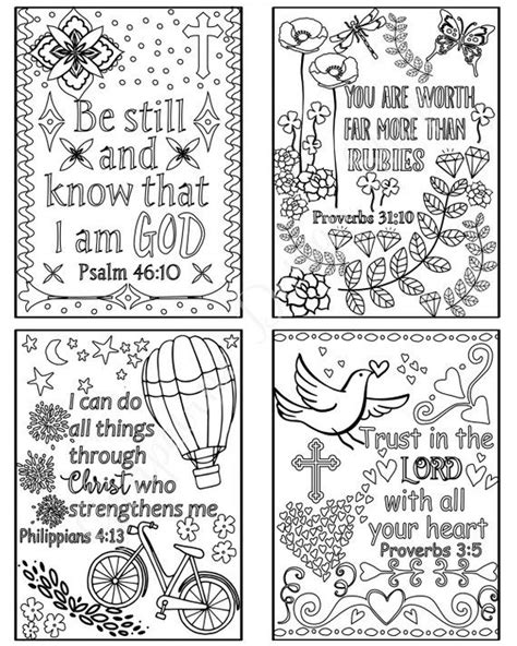 Bible Verse Coloring Pages Scripture Coloring Pages Set of Etsy