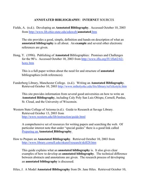An annotated bibliography examines each source 