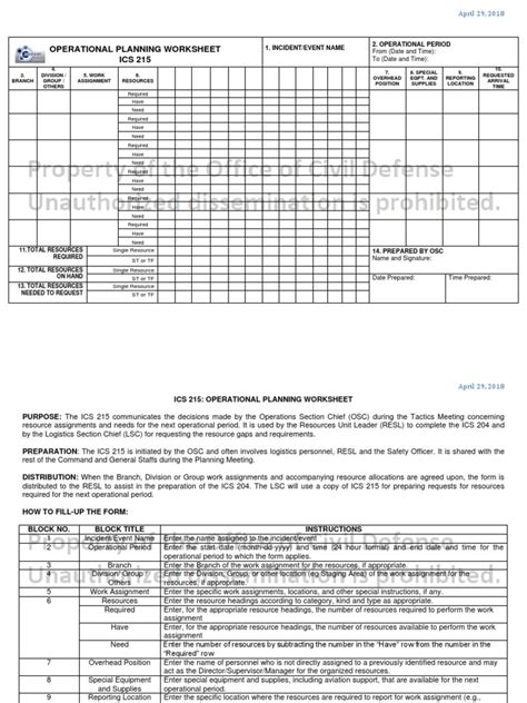 Bics Ics 215 PDF PDF Incident Command System Military