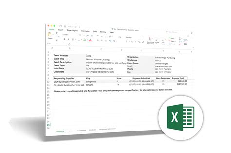 Bid Tabulation Excel Example Download Ion Wave Technologies