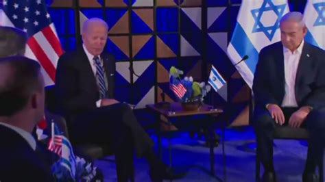 Biden meets with Israeli leaders as tensions grow after hospital blast in Gaza