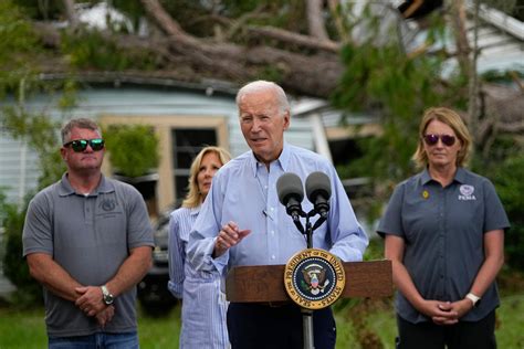 Biden tells Idalia’s Florida victims ‘your nation has your back.’ DeSantis rejects meeting with him