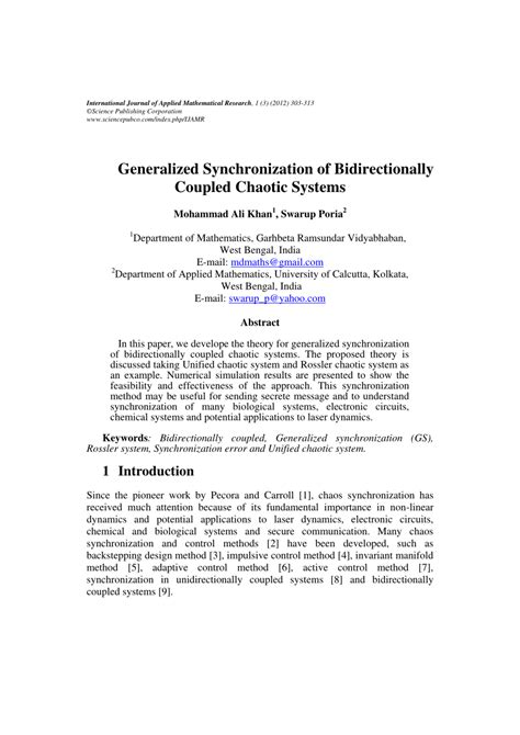 Bidirectionally coupled synchronization of the generalized …