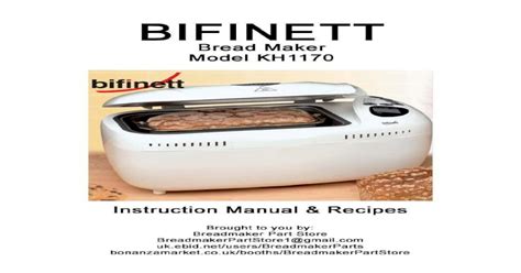 Bifinett breadmaker parts model kh1170 instruction manual with recipe help. - Suzuki katana 50 ac manuale di riparazione.