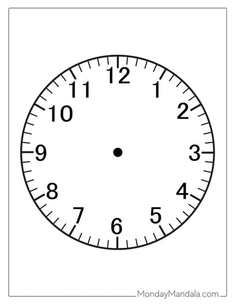 Big Clock Hands Math Time Clock For Kids Clock Face Printable