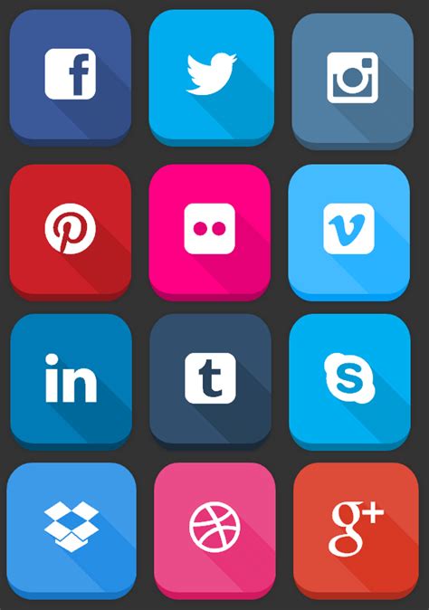 Big Flat UI Social icon Shadow using font awesome jQuery 2