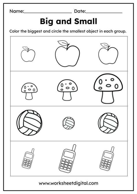 Big and Small Worksheet Digital