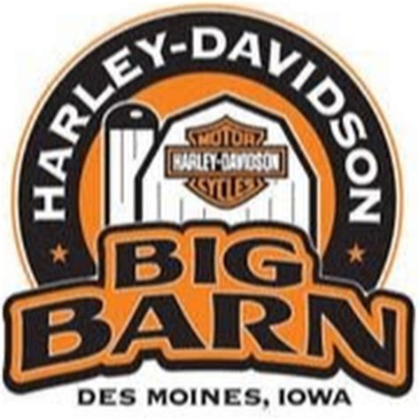 Big barn harley. Sat 8:00 AM - 4:00 PM. (515) 265-4444. https://www.bigbarnhd.net. Established in 1981, Big Barn Harley-Davidson is an automobile dealership that provides an inventory of new and pre-owned bikes. It offers various new bike models from Harley-Davidson, including the Sportster, Dyna, Softail, VRSC and Touring. The dealership operates parts, sales ... 