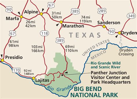Big bend texas map. It is a wildly beautiful natural region, with a complex and fascinating history. Over one million acres of public land including Big Bend National Park and Big Bend Ranch State Park offer hiking, camping, river running, horse riding, mountain bicycling, birding, jeep touring, and abundant sightseeing opportunities on paved and improved roads. 