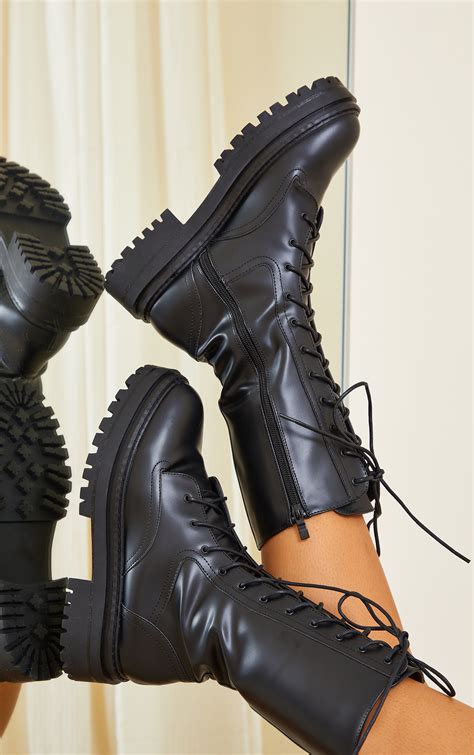 Big black boots. Black Leather Boots Platform Boots for Women Square Toe Chunky Block Heeled Boots. 4.3 out of 5 stars 449. 600+ bought in past month. $64.99 $ 64. 99. List: $79.99 $79.99. Join Prime to buy this item at $58.49. FREE delivery Tue, Apr 2 +16. Soda. FIRM - Lug Sole Combat Ankle Bootie Lace up w/Side Zipper. 