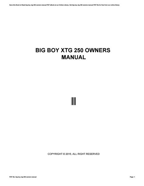 Big boy xtg 250 owners manual. - Kawasaki kz1300 z1300 1979 1983 manuale di servizio di riparazione.