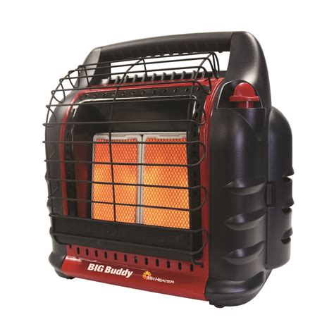 Output: Utilizing propane gas and featuring an impressive 4,000, 9,000 or 18,000 BTUs of heat output, the Mr. Heater Big Buddy Portable Heater is capable of heating up to 450 square feet of enclosed space ; Easy to Use: With its easy-start four-position control, fold-down handle, swivel-out fuel connection, and a large overall heating surface .... 