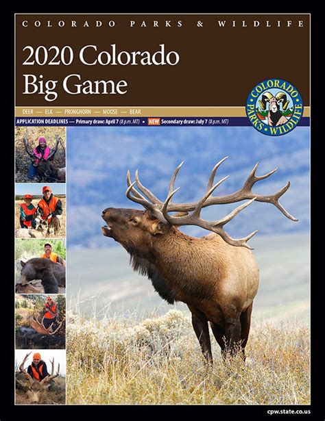 COLORADO PARKS & WILDLIFE • 6060 Broadway, Denver, CO 80216 • 303-297-1192 • cpw.state.co.us C O LO R AD O PARKS & WILD LIFE ... See the Small-Game & Waterfowl brochure for specifics. Small Game Season Opportunities Check exact season dates, more hunting opportunities, bag and possession limits,. 