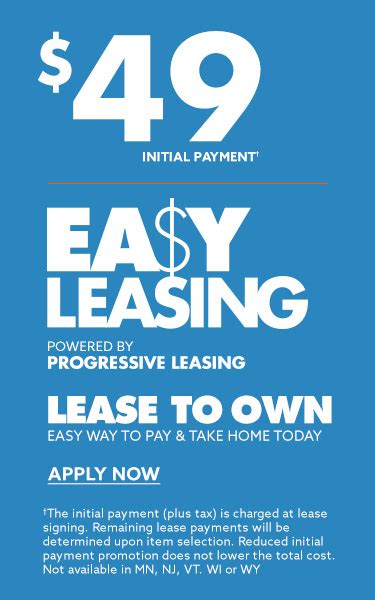 There is a $150 minimum purchase requirement to participate in the leasing program. Please visit our store locator and enter your zip code to find a store near you that offers …