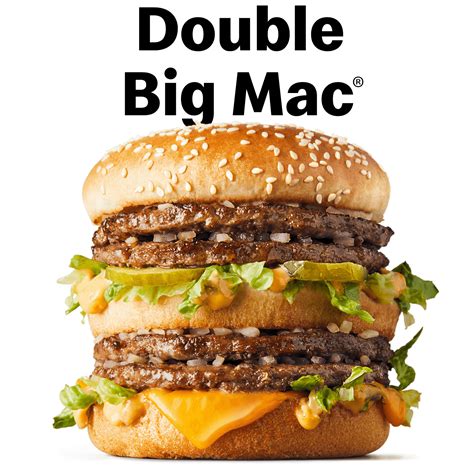 Big mac double. McDouble®. Quarter Pounder®* with Cheese Bacon. Cheeseburger. Double Cheeseburger. Hamburger: The Classic McDonald's Burger. Enjoy a favorite from the … 