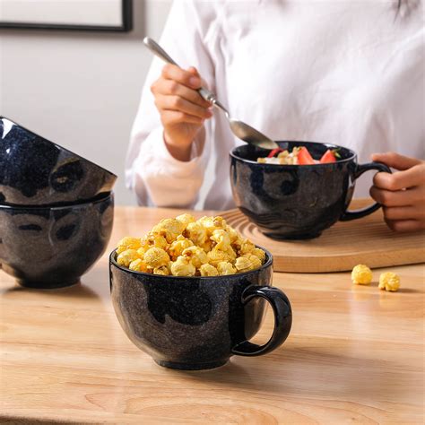 Big mugs for soup. GBhome Jumbo Soup Mugs with Handles, 24 Oz Large Coffee Mugs Set of 4, Ceramic Soup bowls for Coffee,Cereal,Snacks,Salad,Noodles etc Soup Cups,Microwave&Dishwasher safe-Orange Inside 4.8 out of 5 stars 727 