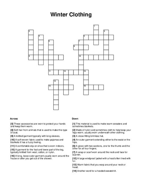 Clue: Outdoor gear brand. Outdoor gear brand is a crossword puzzle clue that we have spotted 6 times. There are related clues (shown below). ... Big name in outdoor ...