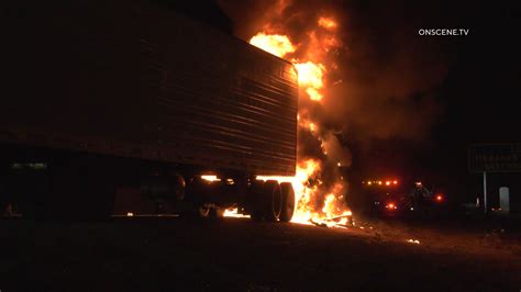 Big rig bursts into flames in Riverside County