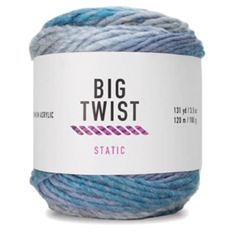 Big Twist Static Yarn (1 - 9 of 9 results) Price ($) Shipping All Sellers Big Twist Value Yarn "Cream" #4 Medium 170 grams/6 ounces ~ 320 Yards/292 meters ~ (knitting/crochet) (1.1k) $6.40 Big Twist Reverb. Color Pink Brown Mix (4) $5.00 DESTASH Yarn 3 Skeins 100% Acrylic Big Twist Premium Variegated Shades of Blue/Green #4 Medium Weight (959). 