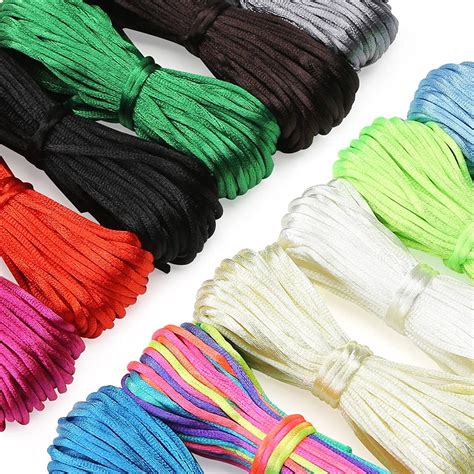 BigOtters 2mm Satin Nylon Trim Cord, 12 Bundles Rattail Silk String ...