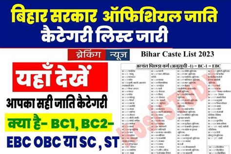 Bihar Caste List 2024 [ PDF - Bihar Sarkari Result