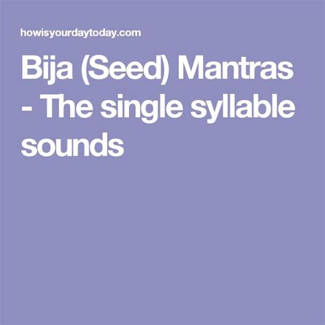 Bija Seed Syllables/Sounds - The Golden Pathway