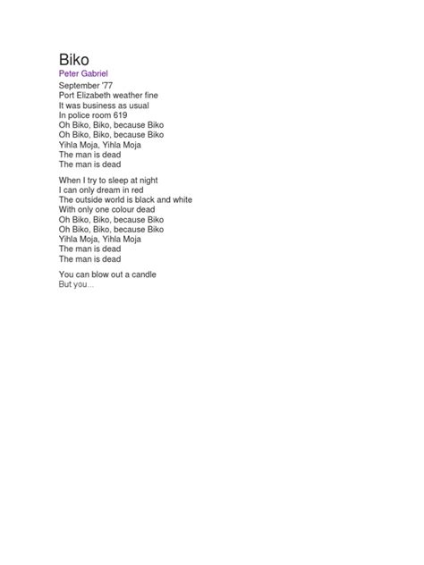 Biko lyrics
