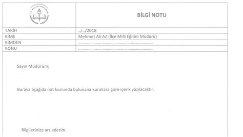 Bilgi Notu Formu.