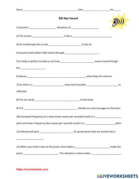 Bill Nye Sound Worksheet Answer Key
