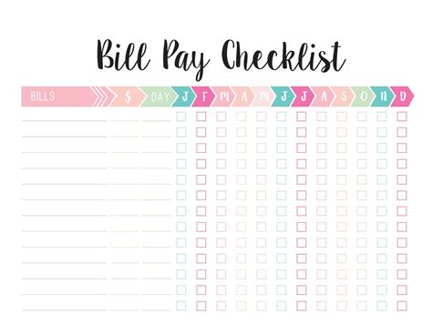 Bill Payment Checklist Free Printable