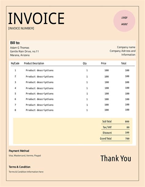 Fill in your company and contact information, date and invoice number. Make it easy for your client to see who the invoice is from, and reconcile it with their own records. Include descriptions of billable work, and agreed rates. Complete the simple table describing work covered by the invoice, including project or hourly rates as agreed. . 