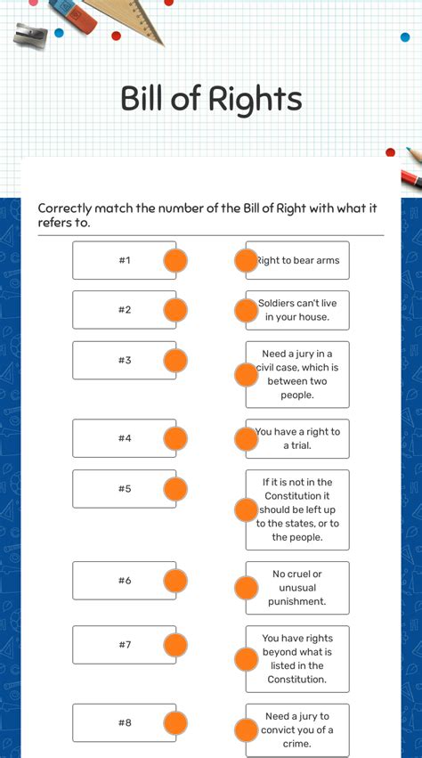 Bill of Rights Interactive Worksheet by Silena Mercado Wizer.me