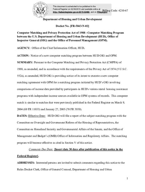 Billing Code 4210-67 DEPARTMENT OF HOUSING AND URBAN DEVELOPMENT HUD ...