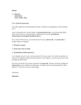 Billing Error You Made Apology Letter