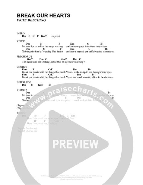 Billy Foote Band :: Break Our Hearts Chord Chart :: Delicatefade.com