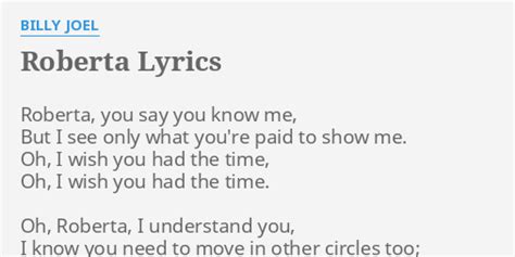 Billy Joel - Roberta Lyrics AZLyrics.com