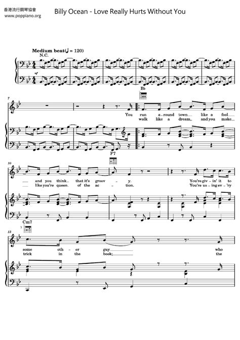 Billy Ocean "Love Really Hurts Without You" Sheet Music PDF …