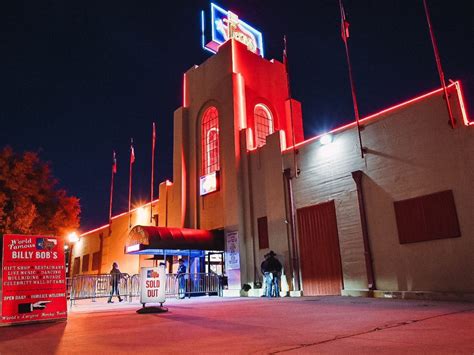 Billy bob texas. A cavernous 100,000-square-foot space, Billy Bob’s has become a live-music institution in Texas since opening in 1981. Willie Nelson, Garth Brooks, and ZZ Top have all performed there. 