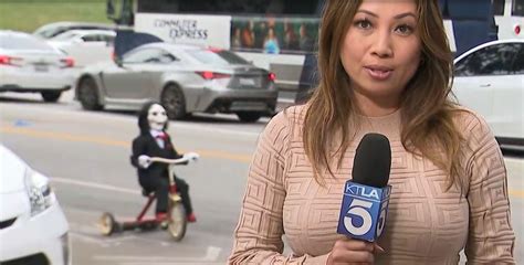 Billy from “Saw X” creeps into KTLA live report 