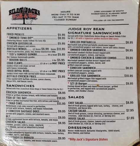 Billy jacks robertsdale al. 23 Faves for Billy Jacks Grill & Bar from neighbors in Robertsdale, AL. Fun Family Friendly Atmosphere - We are a family friendly restaurant serving the finest recipes from our family to yours. 